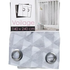 Voilage à oeillets gris triangles blancs