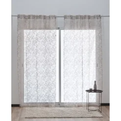 Voilage à oeillets imprimé taupe