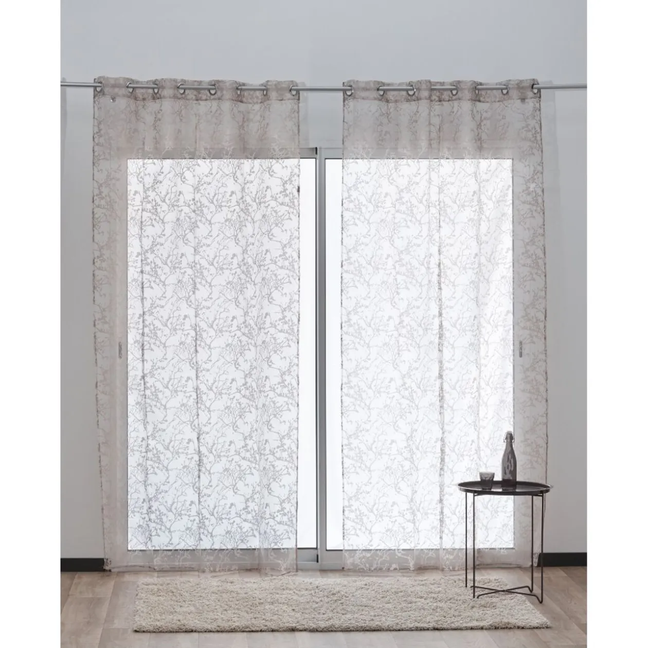 Voilage à oeillets imprimé taupe