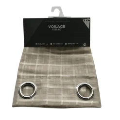 Voilage à oeillets imprimé quadrillage