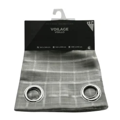 Voilage à oeillets imprimé quadrillage