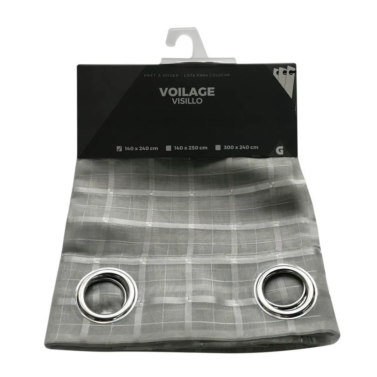 Voilage à oeillets imprimé quadrillage
