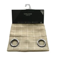 Voilage à oeillets imprimé quadrillage