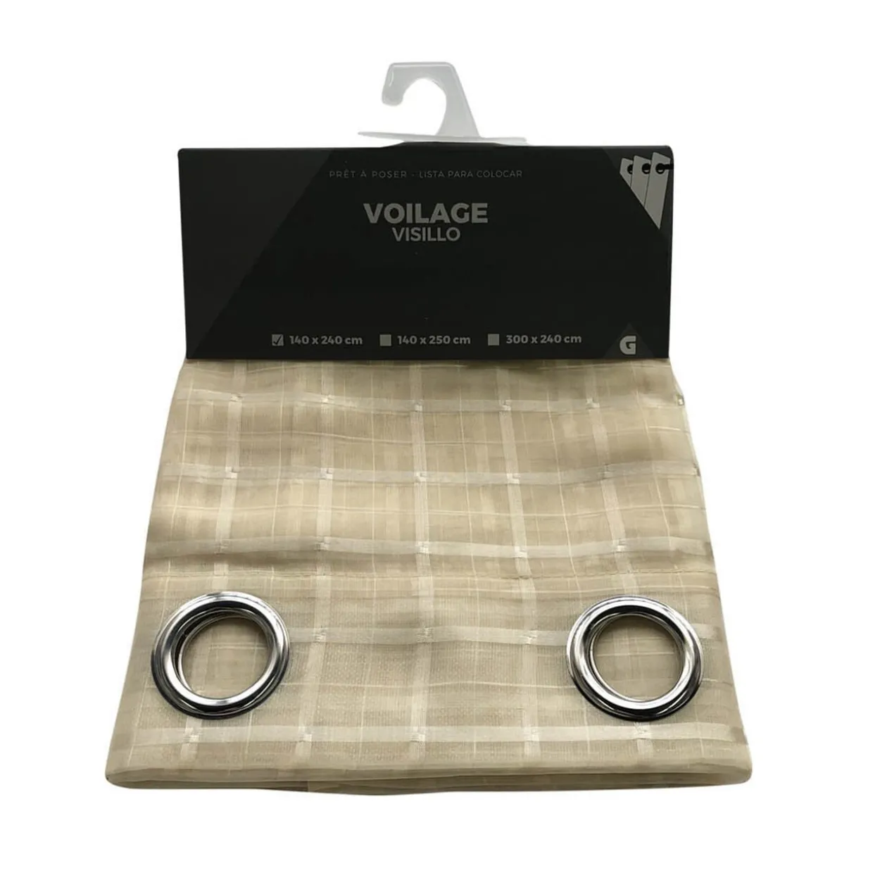 Voilage à oeillets imprimé quadrillage