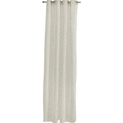 Voilage à oeillets imprimé feuilles taupe 140x240cm