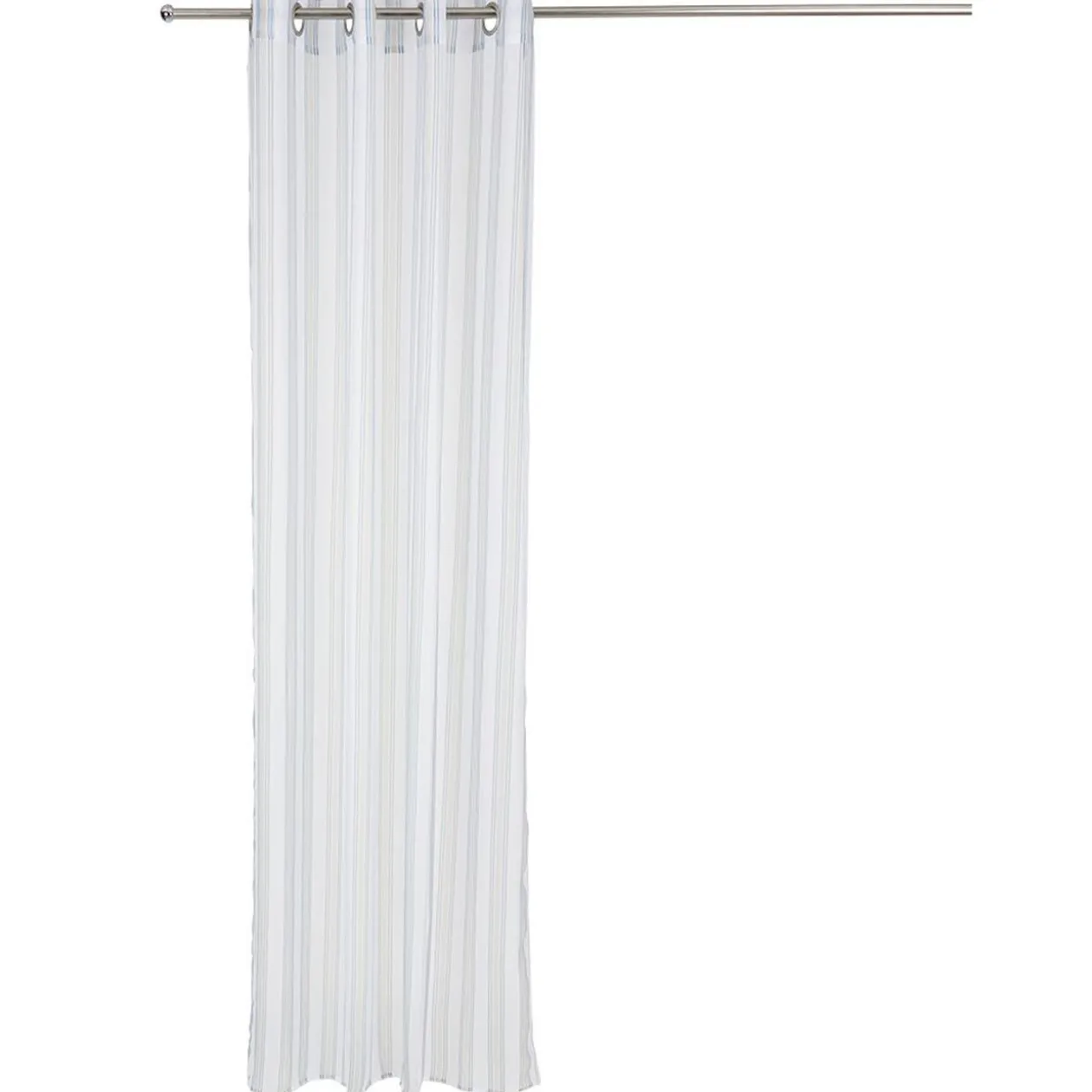 Voilage à oeillets imprimé bayadère bleu blanc 100% polyester 140x240cm