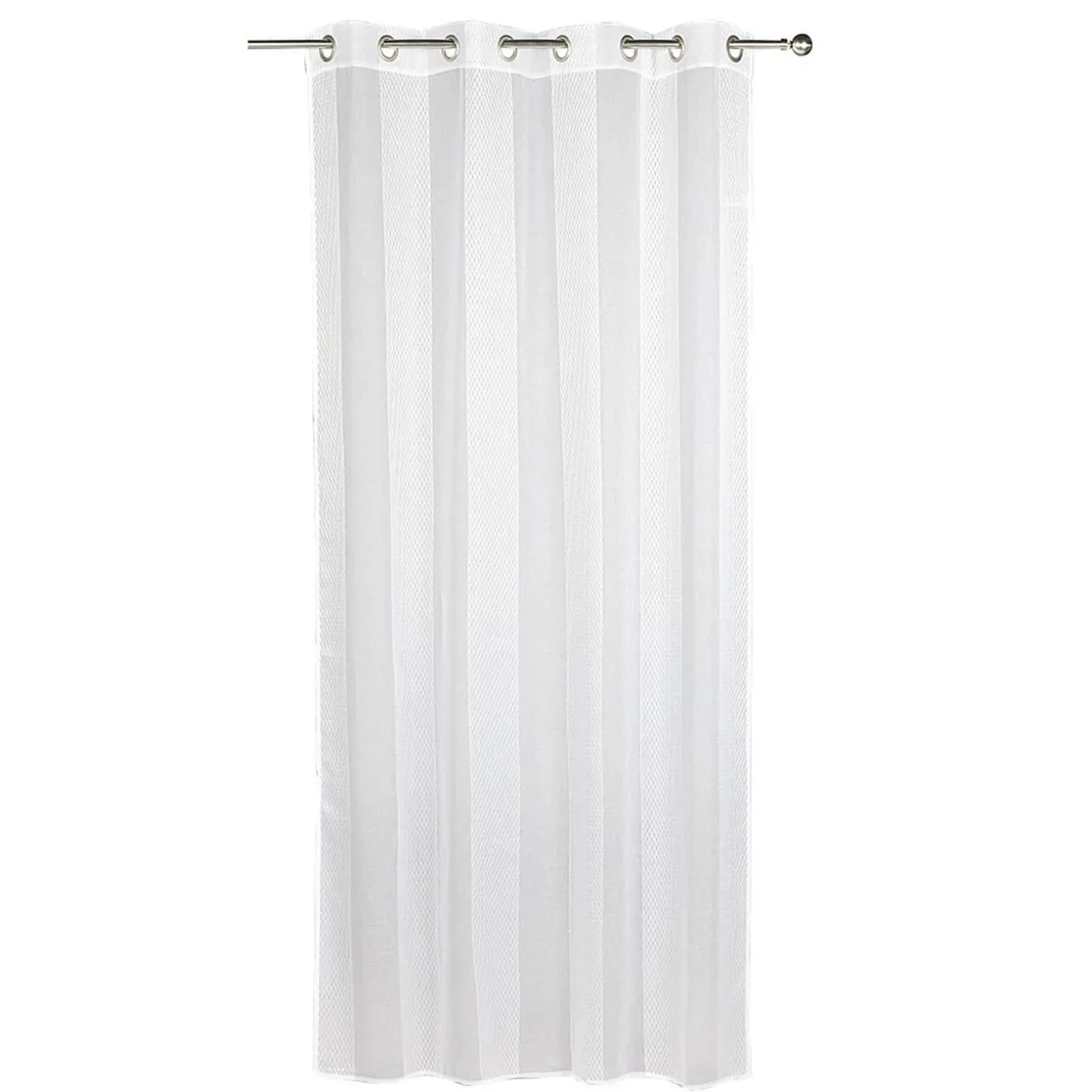Voilage à oeillets jacquard bande verticale blanc