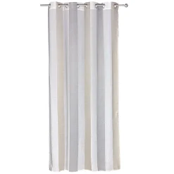 Voilage à oeillets jacquard blanc bande verticales gris et taupe