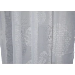 Voilage à oeillets motif brodé rond gris clair