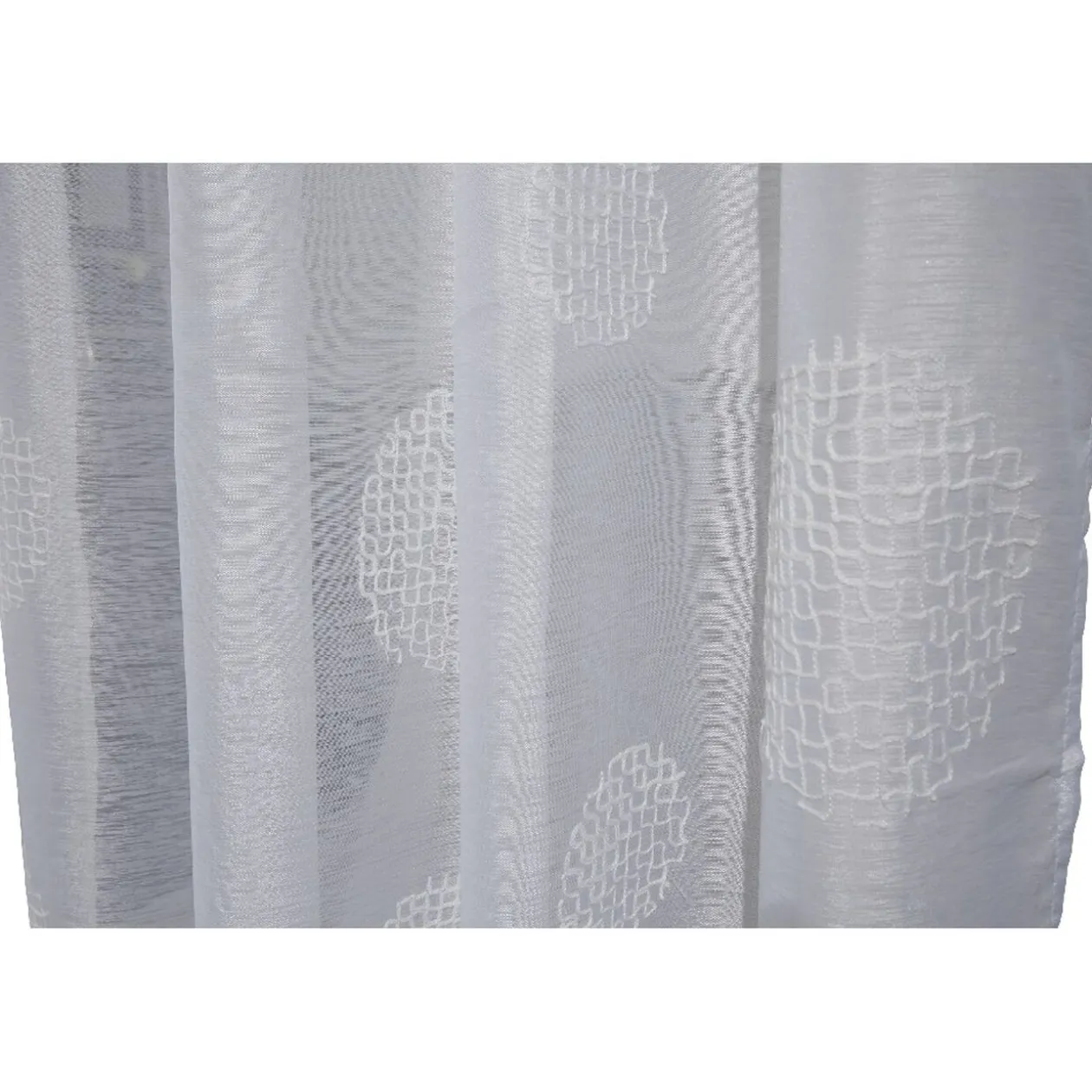 Voilage à oeillets motif brodé rond gris clair