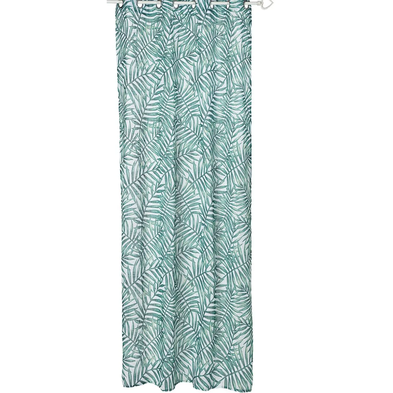 Voilage à oeillets motif exotique feuillage blanc vert 140x240 cm
