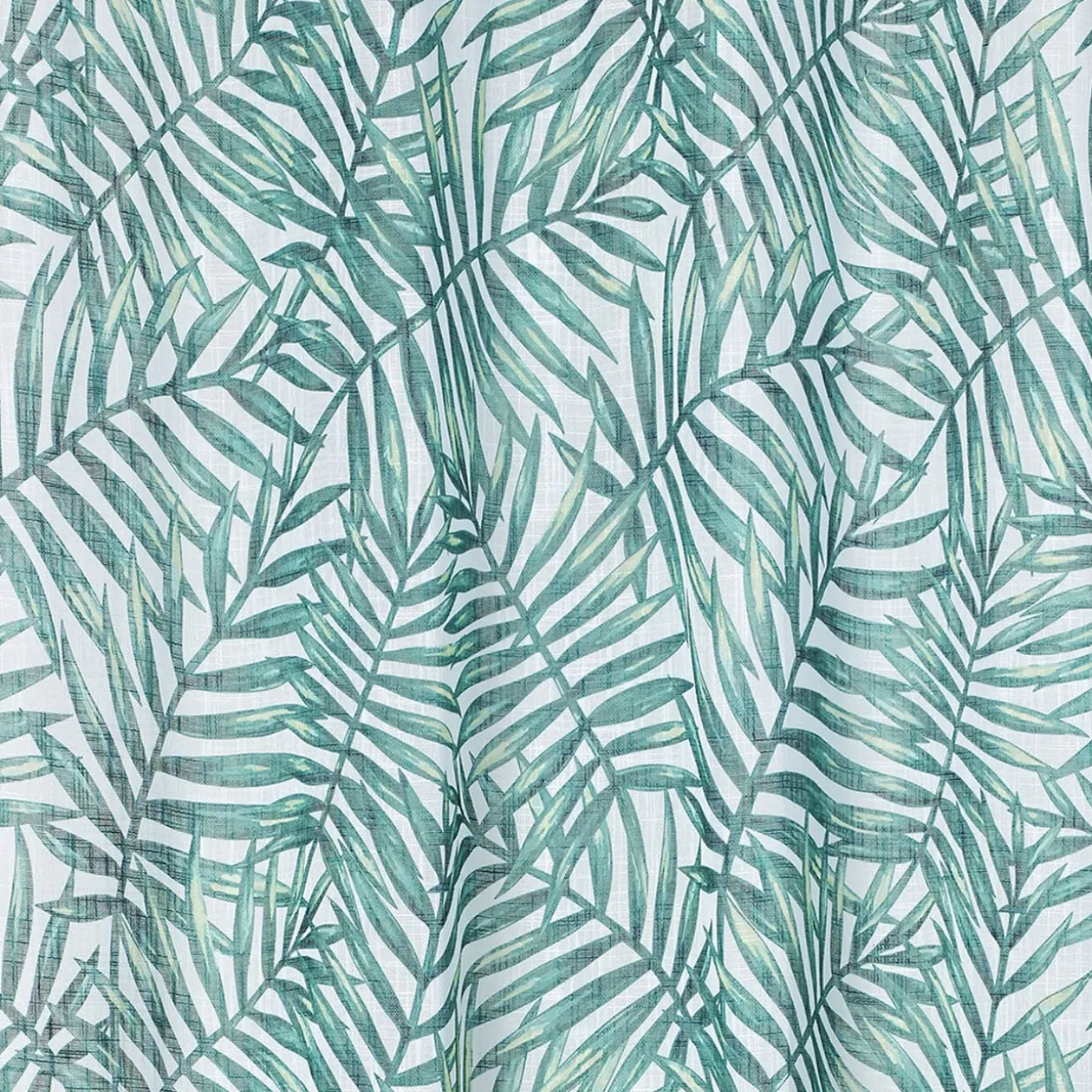 Voilage à oeillets motif exotique feuillage blanc vert 140x240 cm