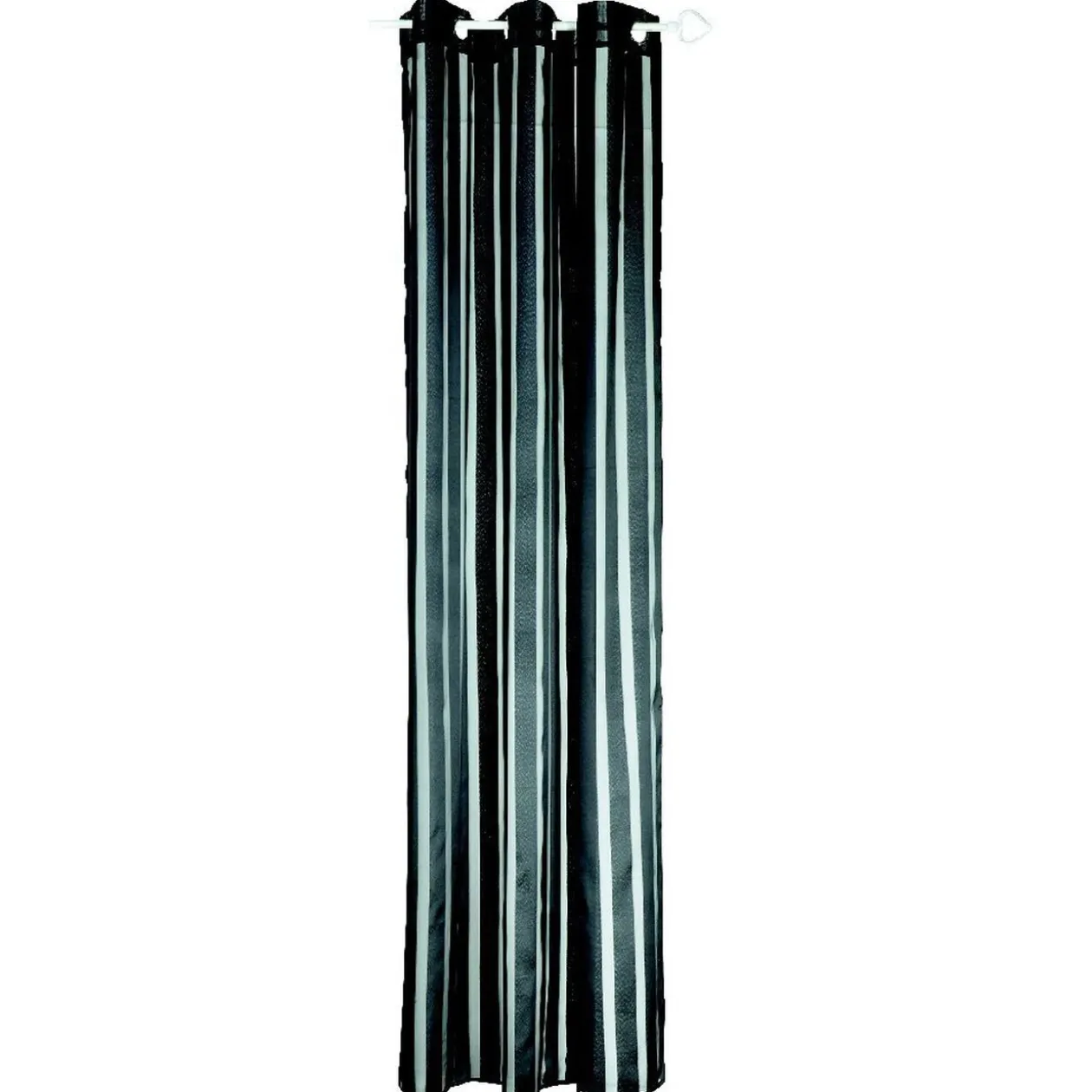 Voilage à oeillets noir et larges rayures verticales