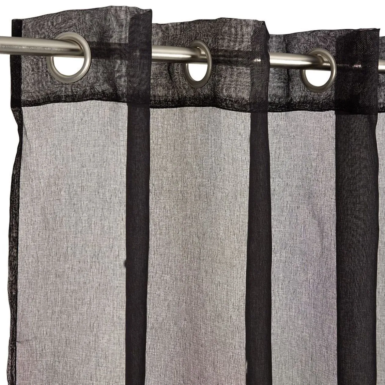 Voilage à oeillets noir uni 100% polyester 140x240cm