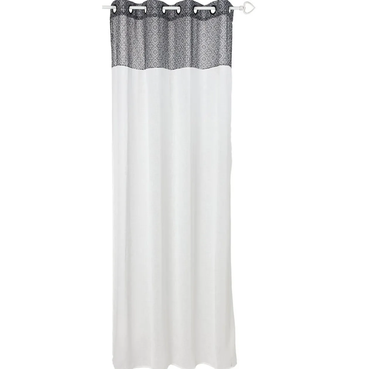 Voilage à oeillets noirs motif géométrique gris Urban