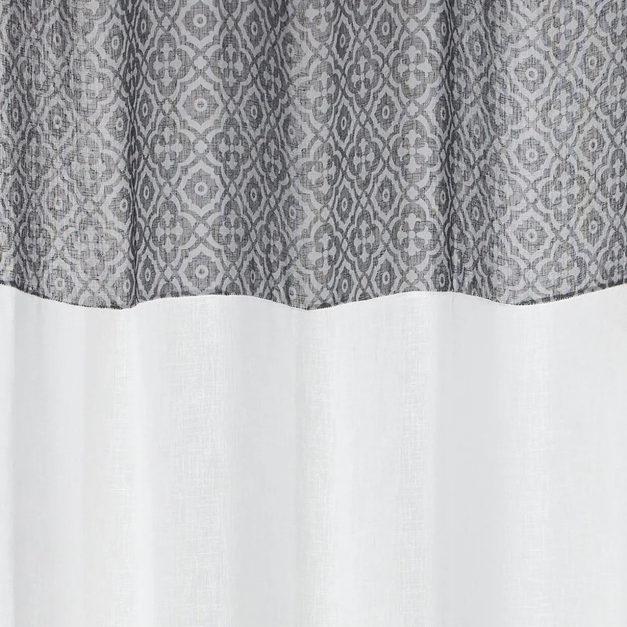 Voilage à oeillets noirs motif géométrique gris Urban