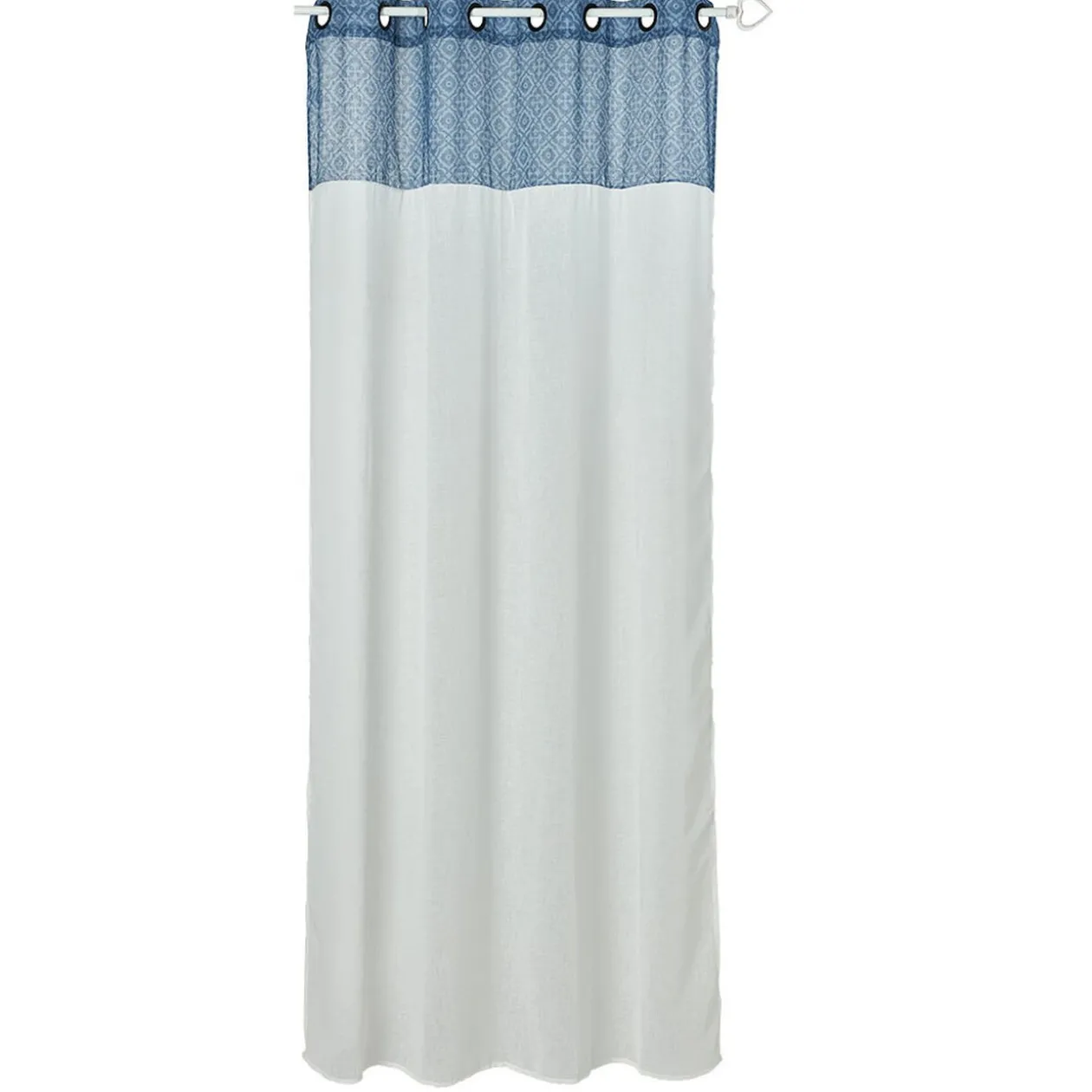 Voilage à oeillets noirs motif géométrique bleu Urban