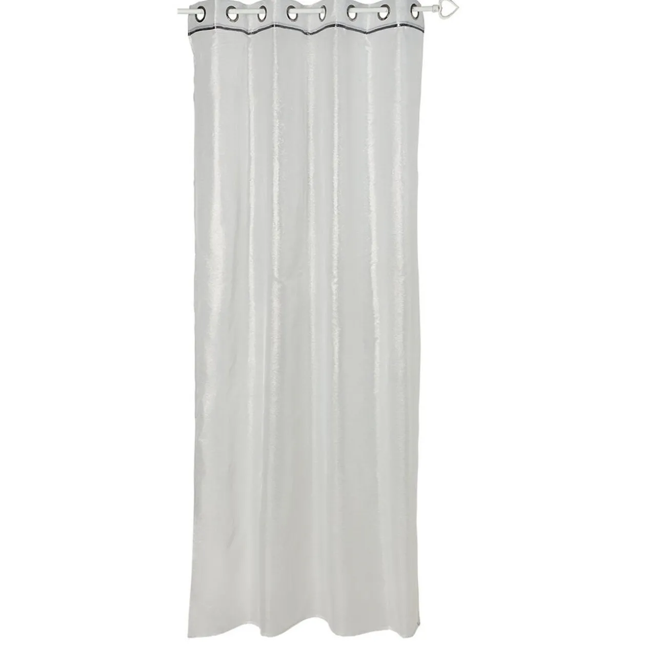 Voilage à oeillets Piping brillant haut liseré argenté