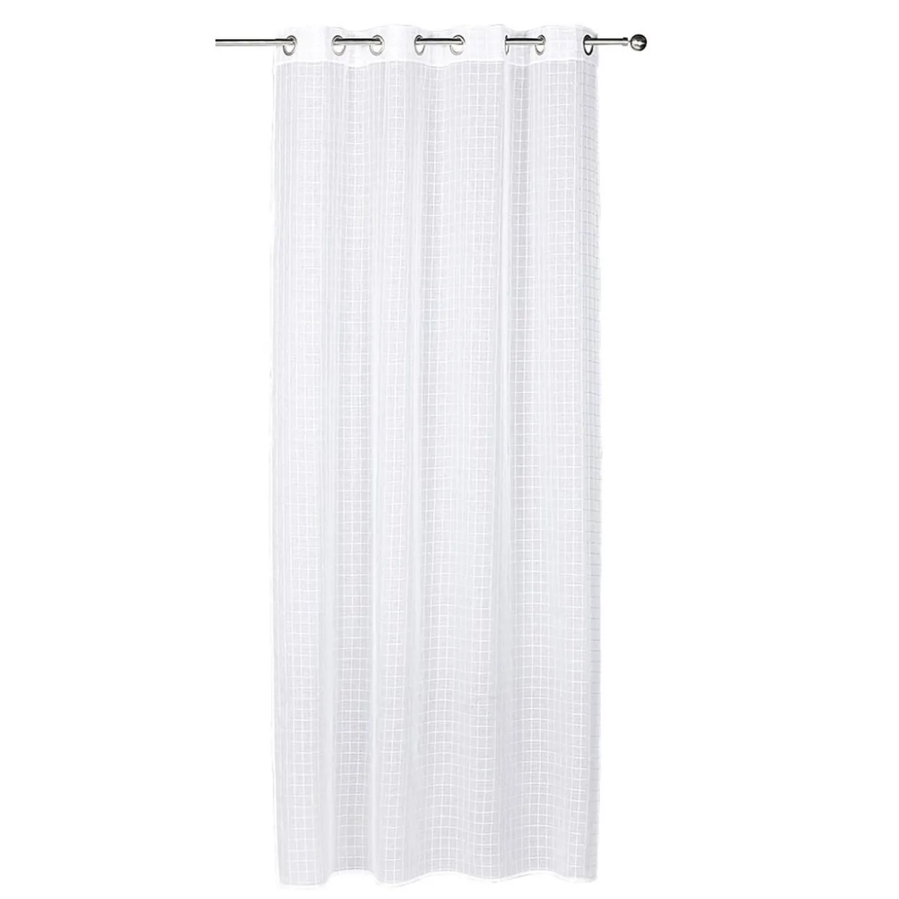 Voilage à oeillets quadrillage blanc
