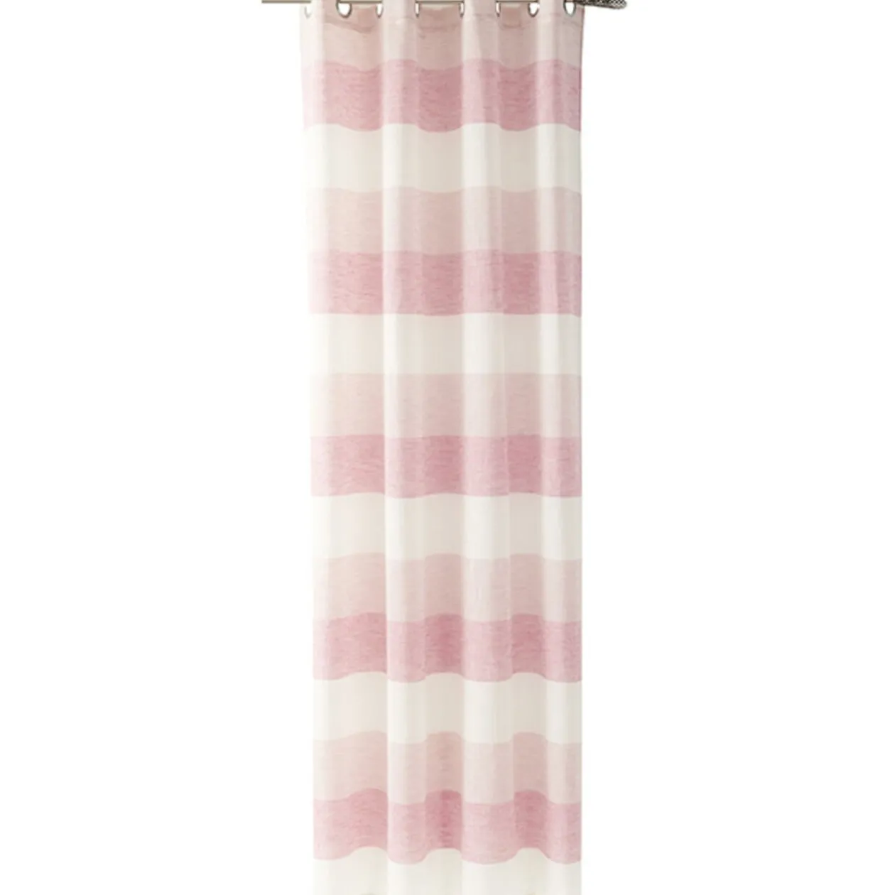 Voilage à oeillets rayé rose blanc beige