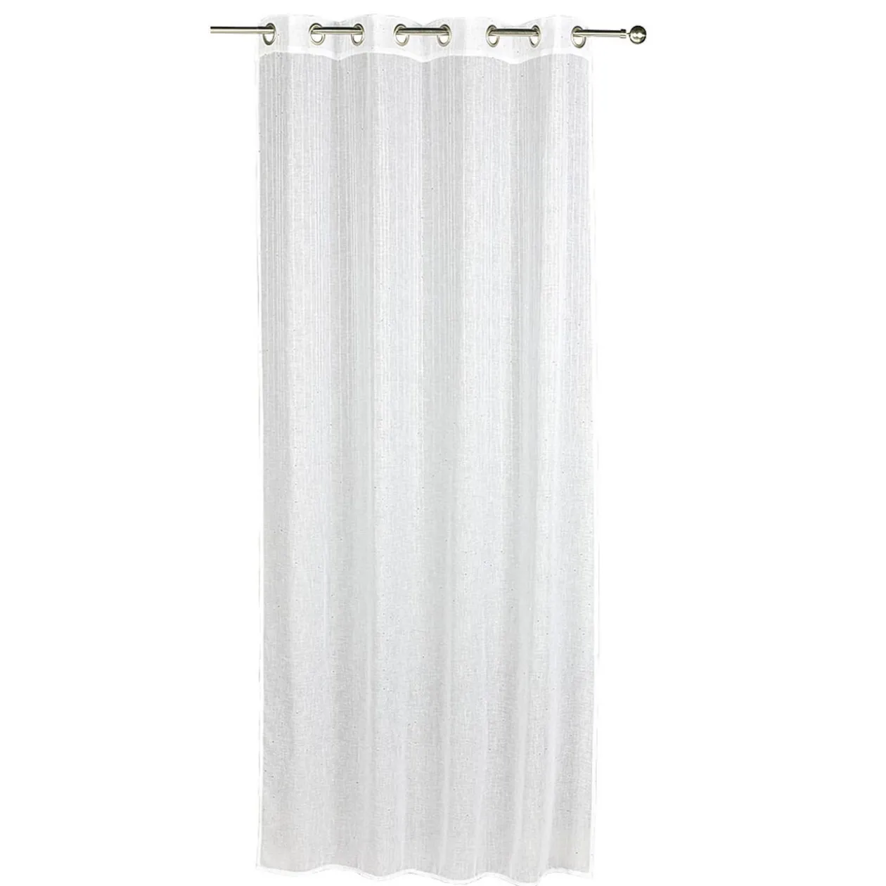 Voilage à oeillets rayures verticales effet sequin blanc
