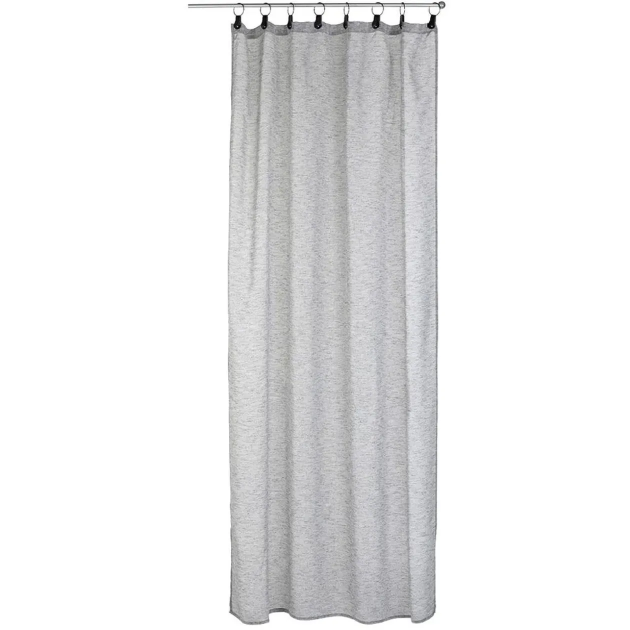 Voilage à oeillets rond type industriel effet lin gris noir blanc 140x240cm