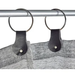 Voilage à oeillets rond type industriel effet lin gris noir blanc 140x240cm