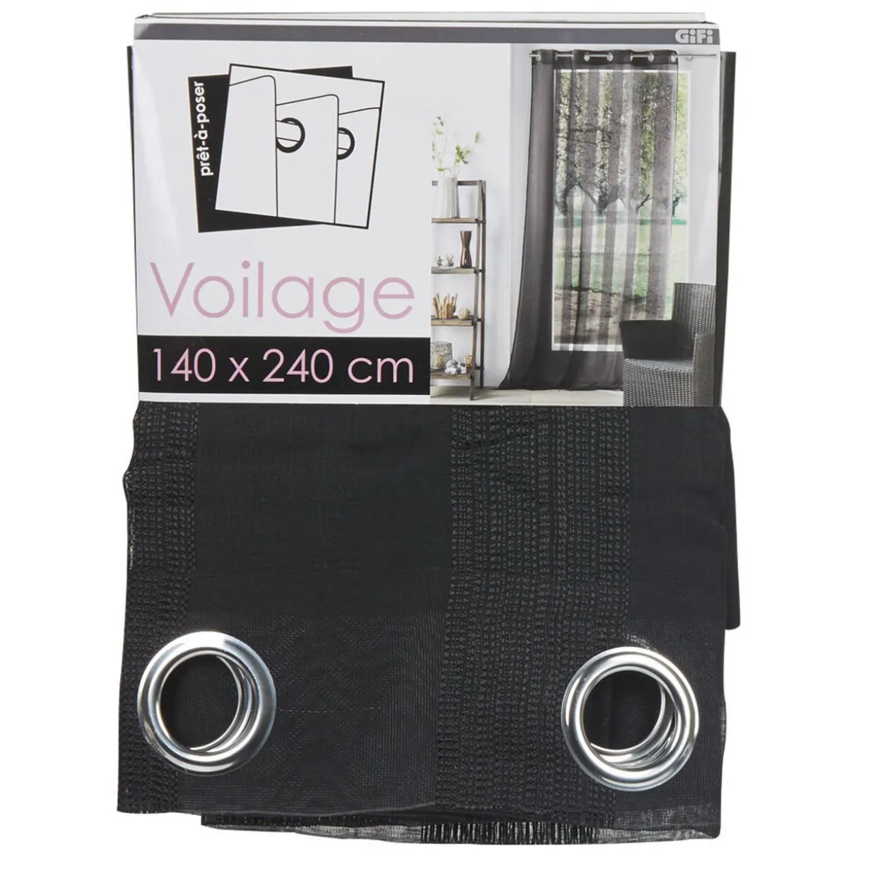 Voilage à oeillets Salina noir