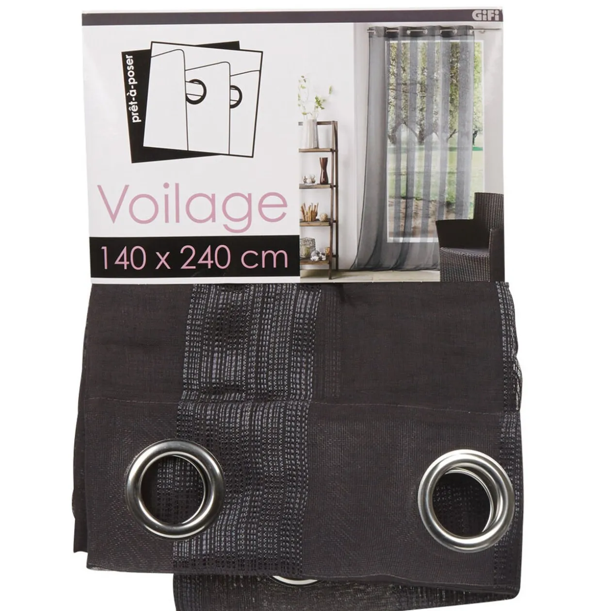 Voilage à oeillets Salina gris anthracite