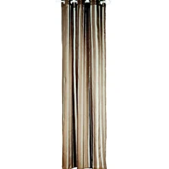 Voilage à oeillets taupe et larges rayures verticales