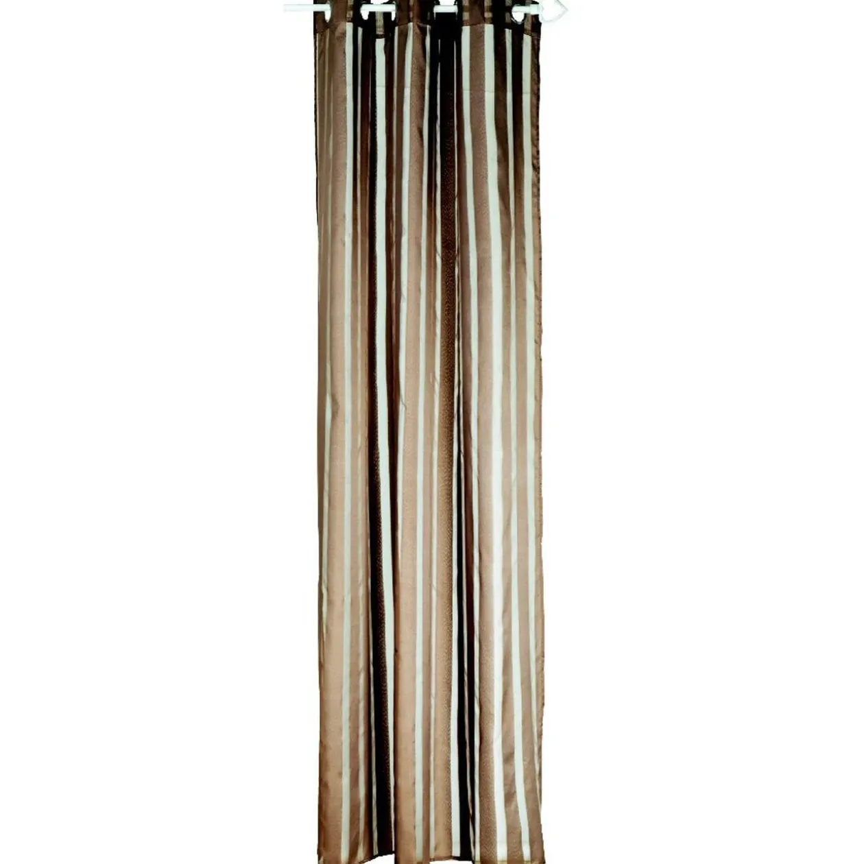 Voilage à oeillets taupe et larges rayures verticales