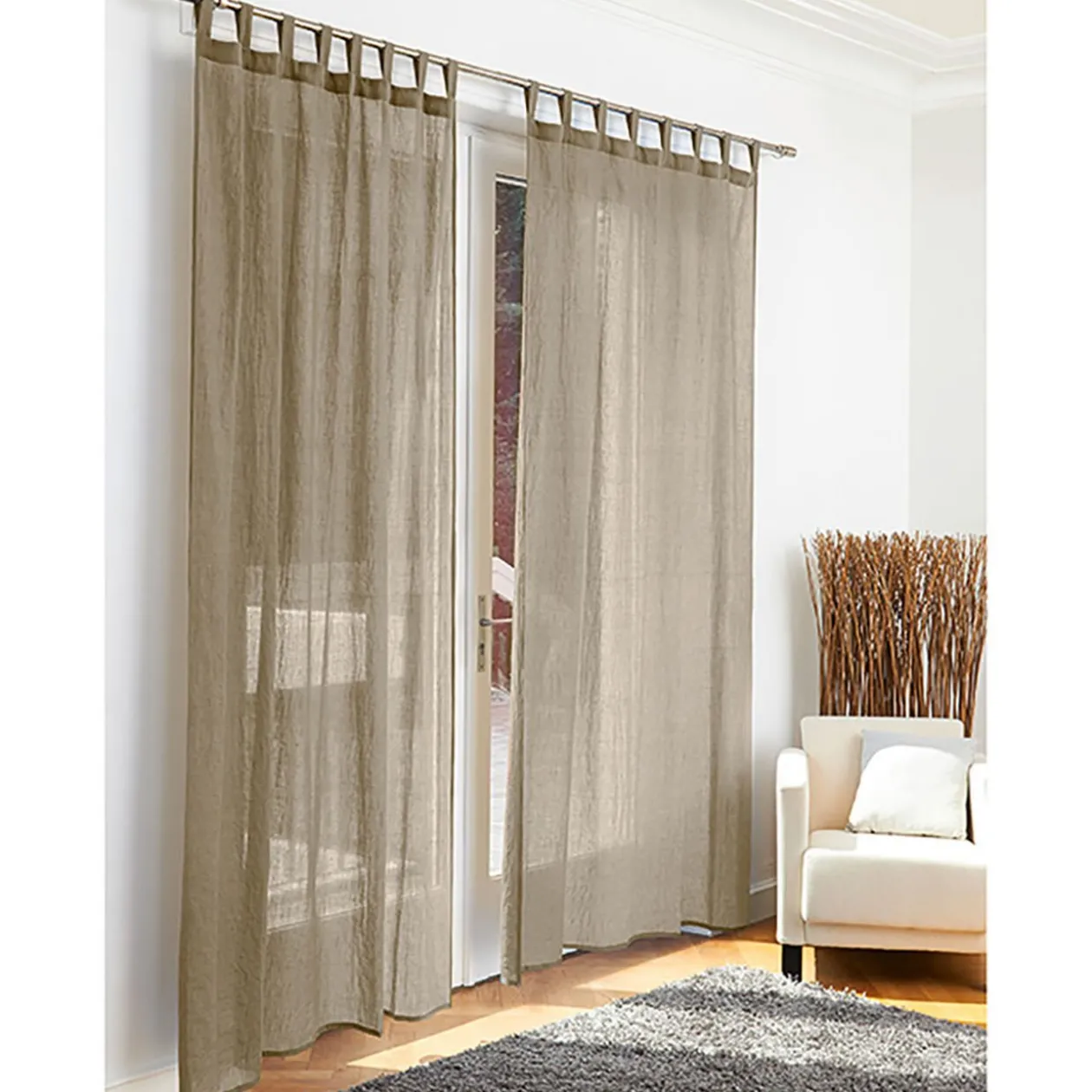 Voilage à passants uni taupe 140 x 240 cm