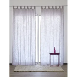 Voilage à pattes effet coton lavé gris