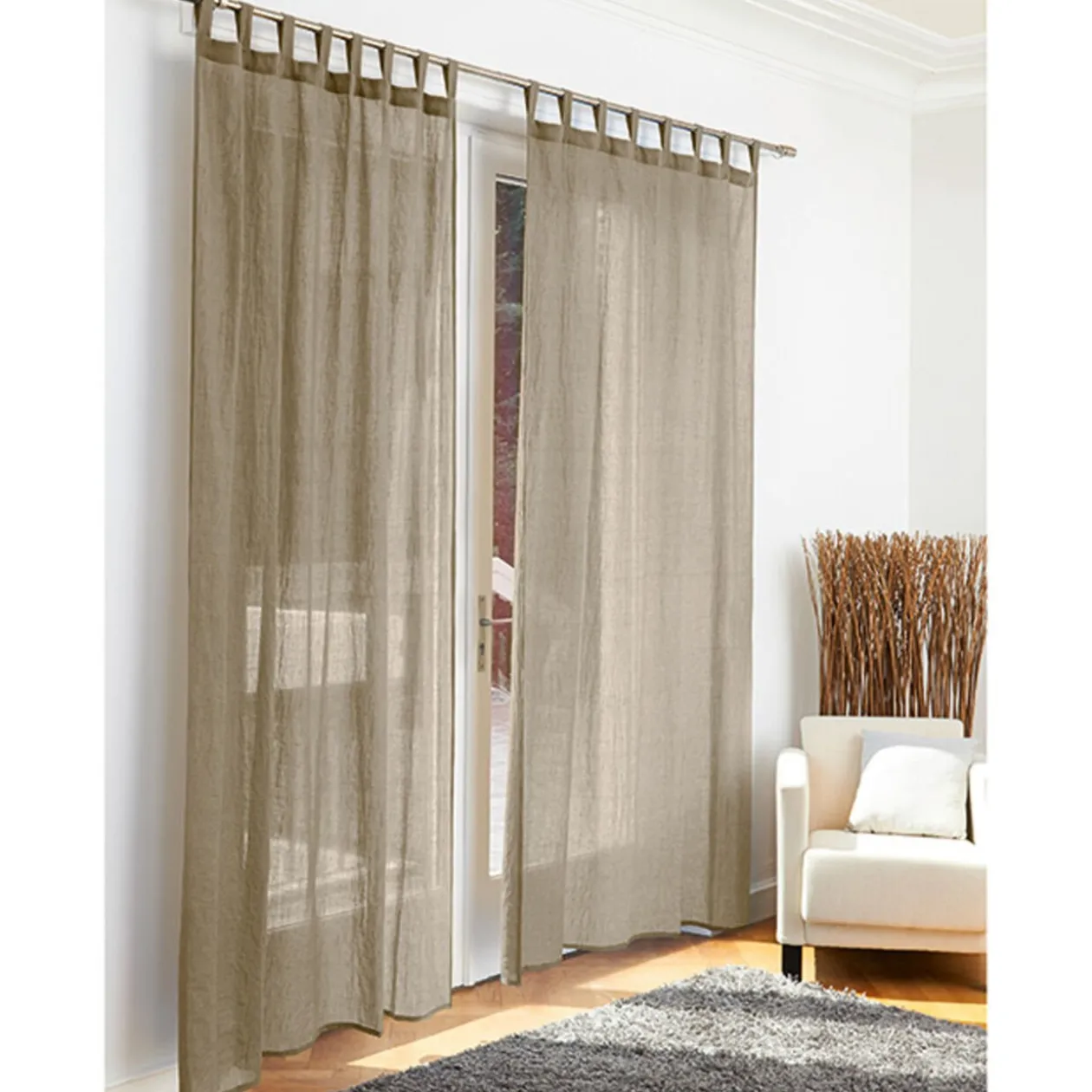 Voilage à pattes taupe