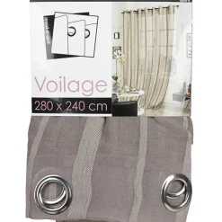 Voilage baie vitrée taupe rayé