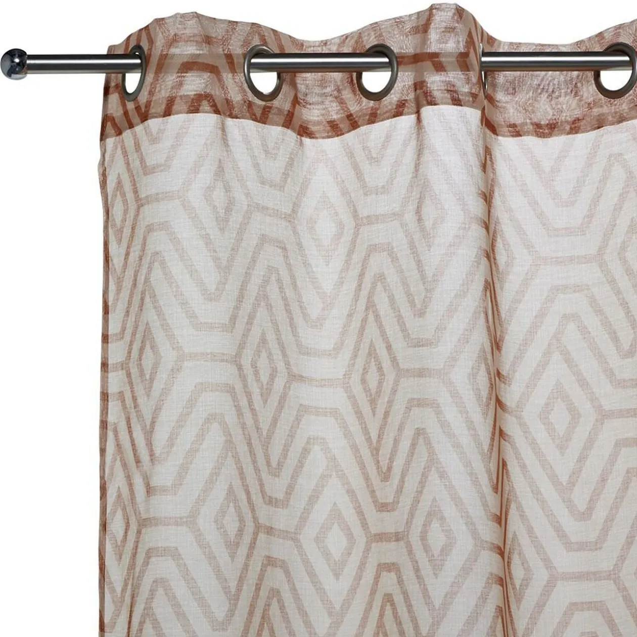 Voilage beige imprimé orange 100% polyester 140x240cm