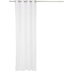 Voilage blanc avec pompons jaunes 100% polyester 140x240cm