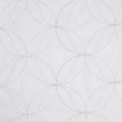 Voilage gris brodé à oeillets motif rosaces