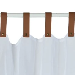 Voilage gris et blanc avec passants en simili marron