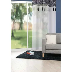 Voilage noir et blanc tropical