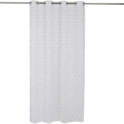 Voilage polyester à pompon 140x240cm blanc et orange