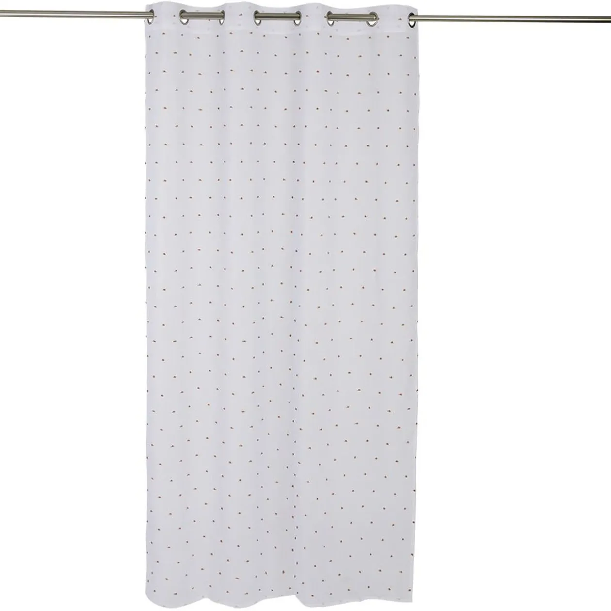 Voilage polyester à pompon 140x240cm blanc et orange