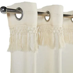 Voilage polyester uni finition pompons