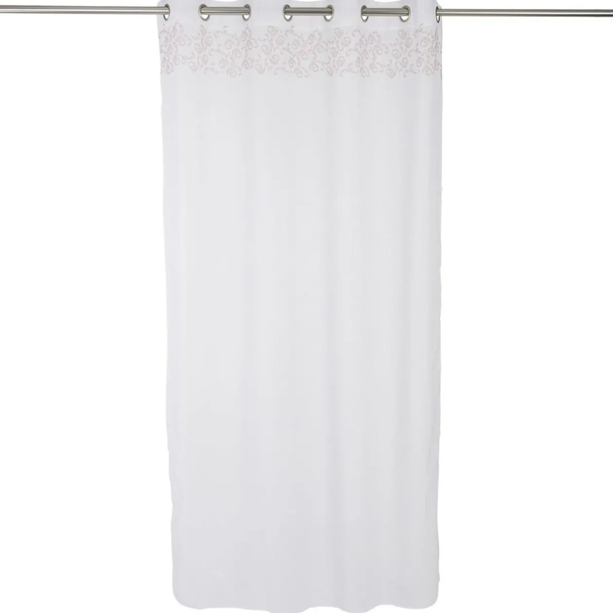 Voilage polyester 140x240cm imprimé rose et blanc