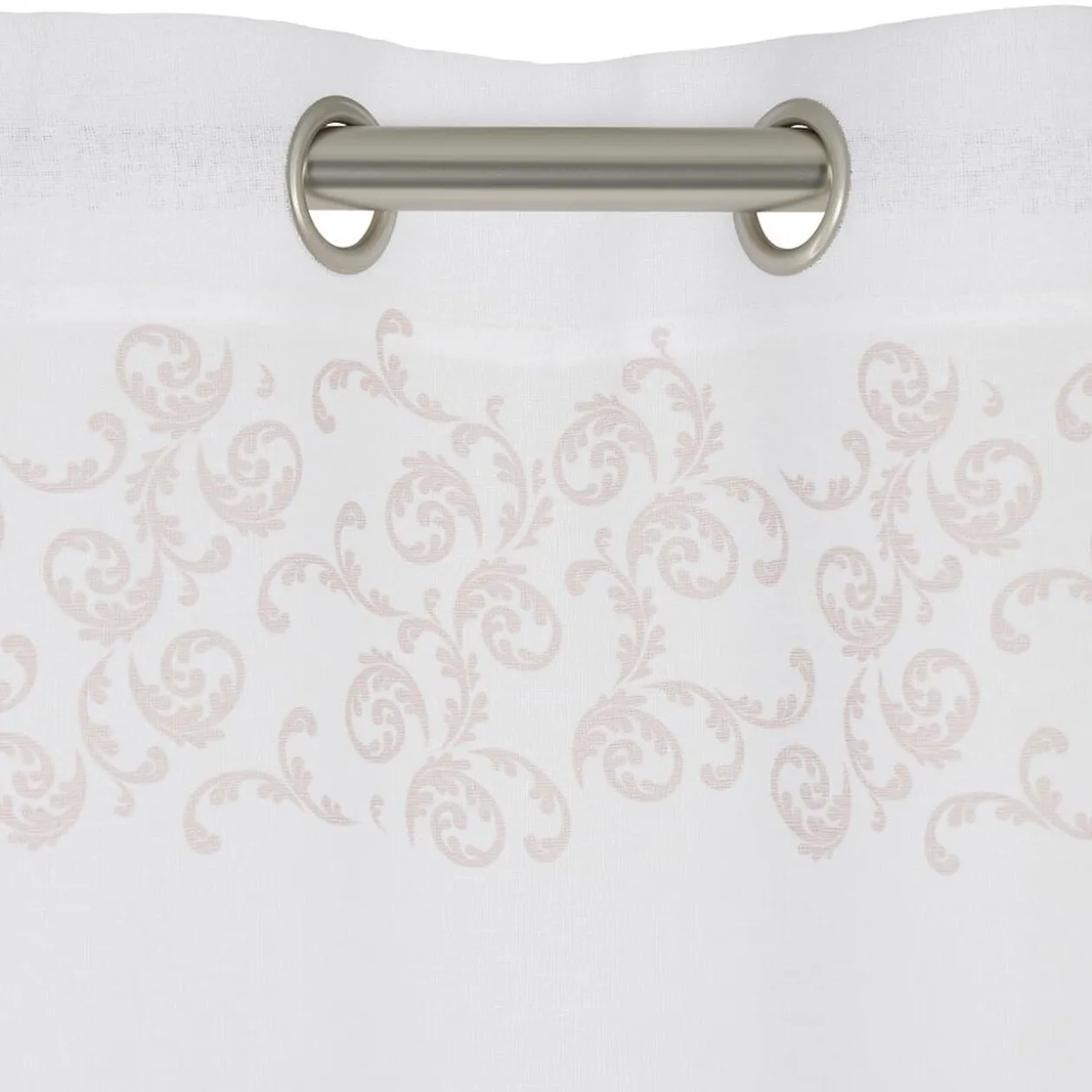 Voilage polyester 140x240cm imprimé rose et blanc