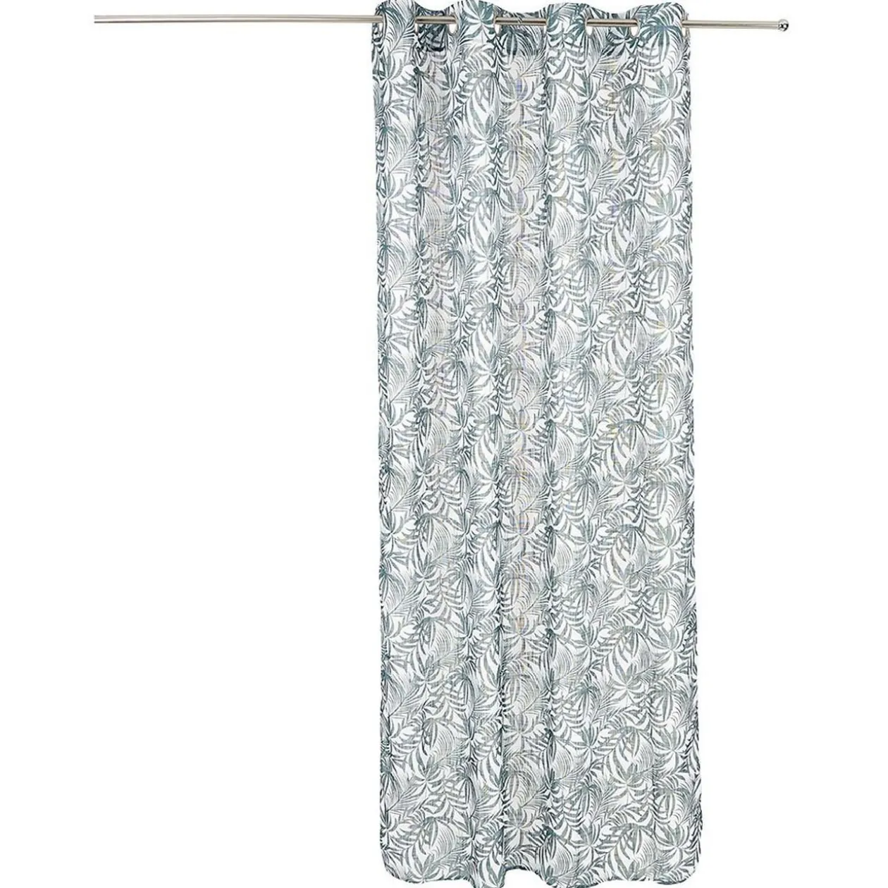 Voilage polyester 140x240cm imprimé feuillage blanc et vert