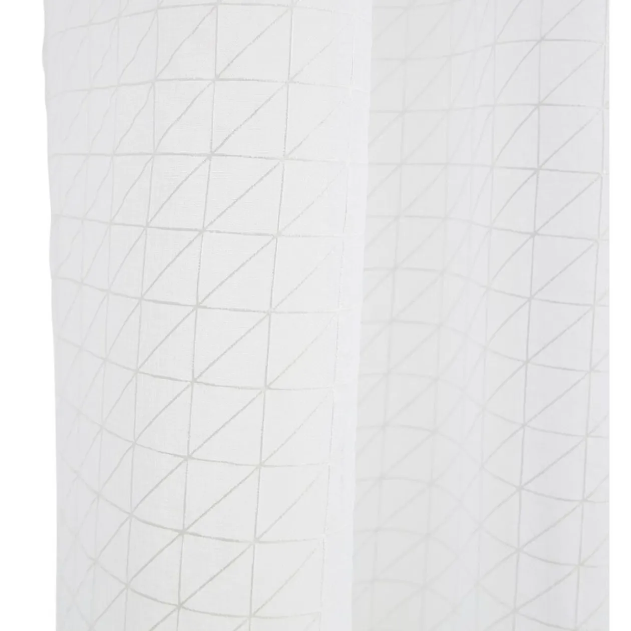 Voilage polyester 140x240cm motif géométrique blanc