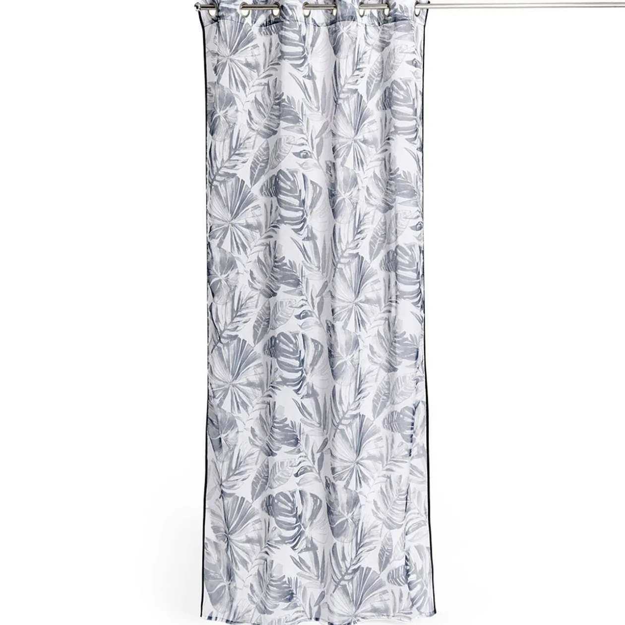Voilage 140x240cm imprimé feuillage gris