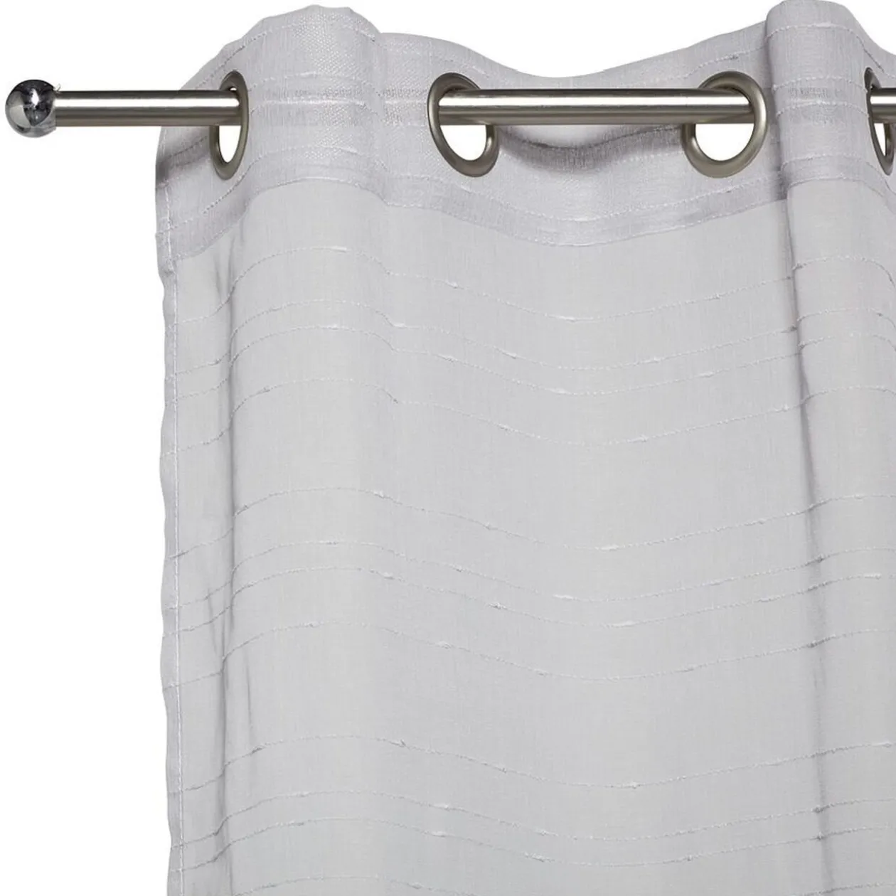 Voilage 140x240cm ligne surpiqûre polyester gris clair