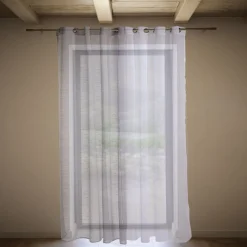Voilage 140x240cm ligne surpiqûre polyester blanc